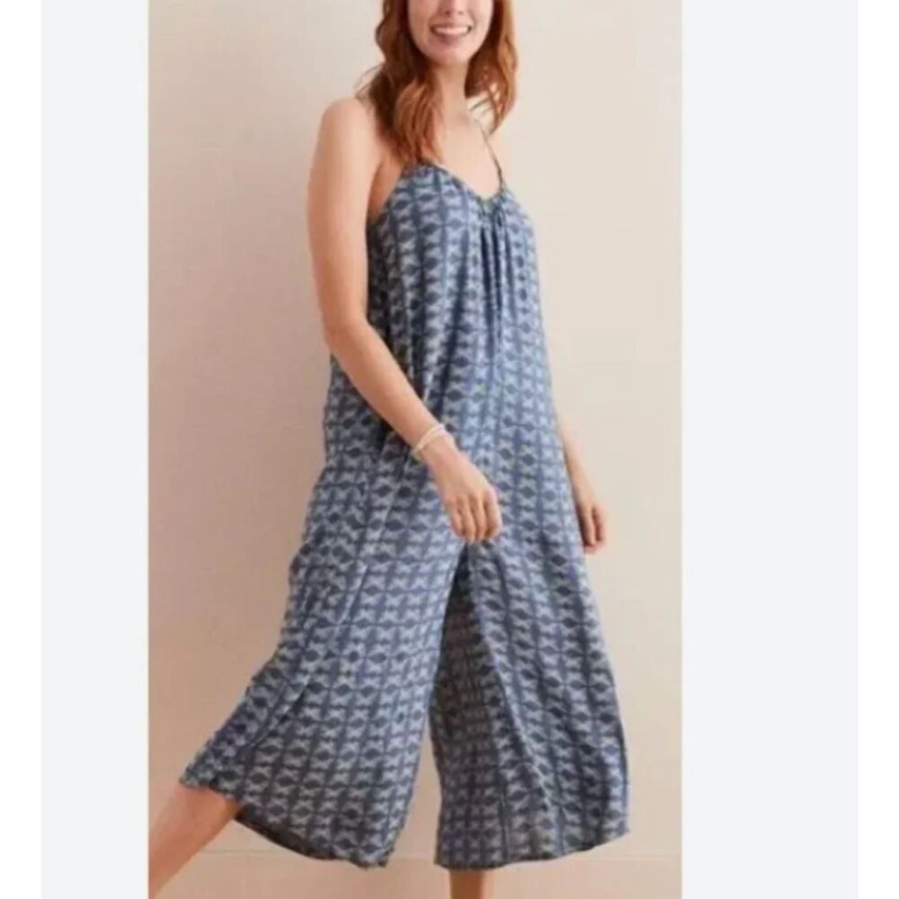 Aerie Blue Butterfly Jumpsuit Comfy Playsuit Romper Wide Leg M